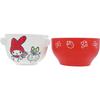 Sanrio Red Mushroom House Soup Bowl and Rice Bowl Red and 10 x 6 Made in SAN4794 "My Melody" Set, White, Approx. cm, Japan,