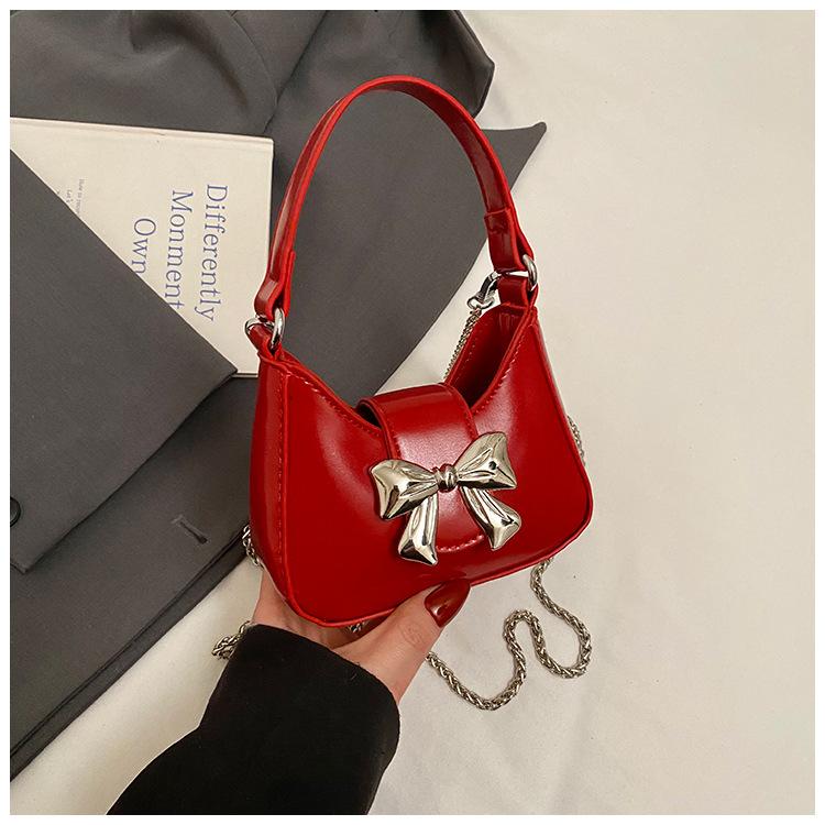 

Bow handbag women s 2025 new trendy fashion niche versatile bag high-end chain messenger bag bag