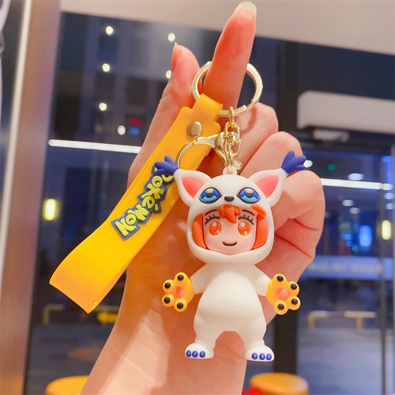 Creative Cartoon Animation Digital Baby Drag Boys and Girls Keychain Bag Pendant Car Keychain Gift