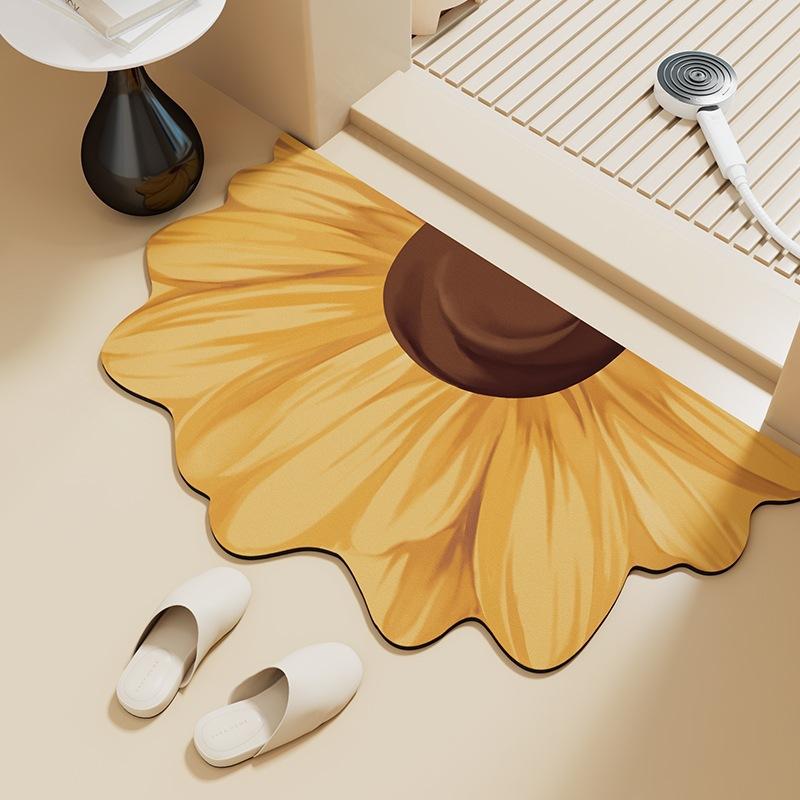 

Sunflower Bathroom Floor Mat, Bathroom Door, Diatom Mud Floor Mat, Water-Absorbing Quick-Drying Anti-Skid Mat, Diatom Mud 40*60cm