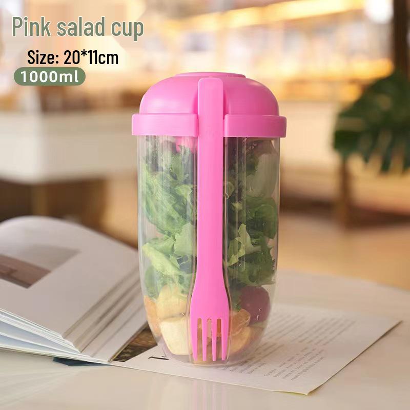 Přenosný dvouvrstvý kelímek na salát s vidličkou a těsněním pro kancelářské pracovníky a studenty