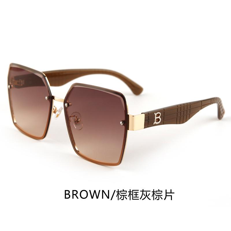 New metal rimless sunglasses women's high-end plain makeup versatile sunshade anti-ultraviolet sunglasses