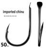 Carbon Steel Chinu Barbed Fish Hook: Bent Mouth, Hardened for Raft, Sea, and Rock Fishing - Black Bream Tackle