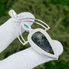 925 Sterling Silver Natural Solar Moss Agate Swiss Blue Topaz Pendant Jewelry