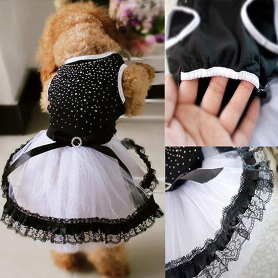 Glitter Lace Bowknot Bubble Skirt Pet Dress Clothes Puppy Costume Photo Shooting Prop