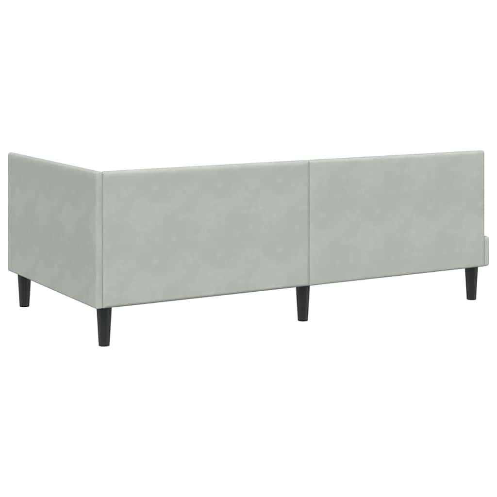 Corner Bed Frame with Headboard Light Grey 100 Cm X 200 Cm Velvet