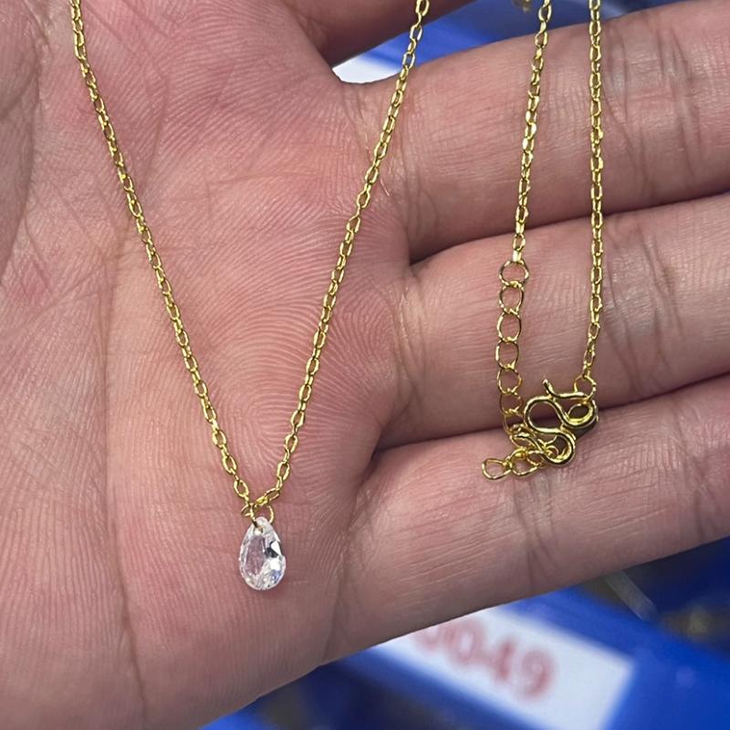 14K Gold Plated Shiny Water Drop Zircon Clavicle Chain for Women Fashion Exquisite Ins Daily Matching Chain Necklace Jewelry