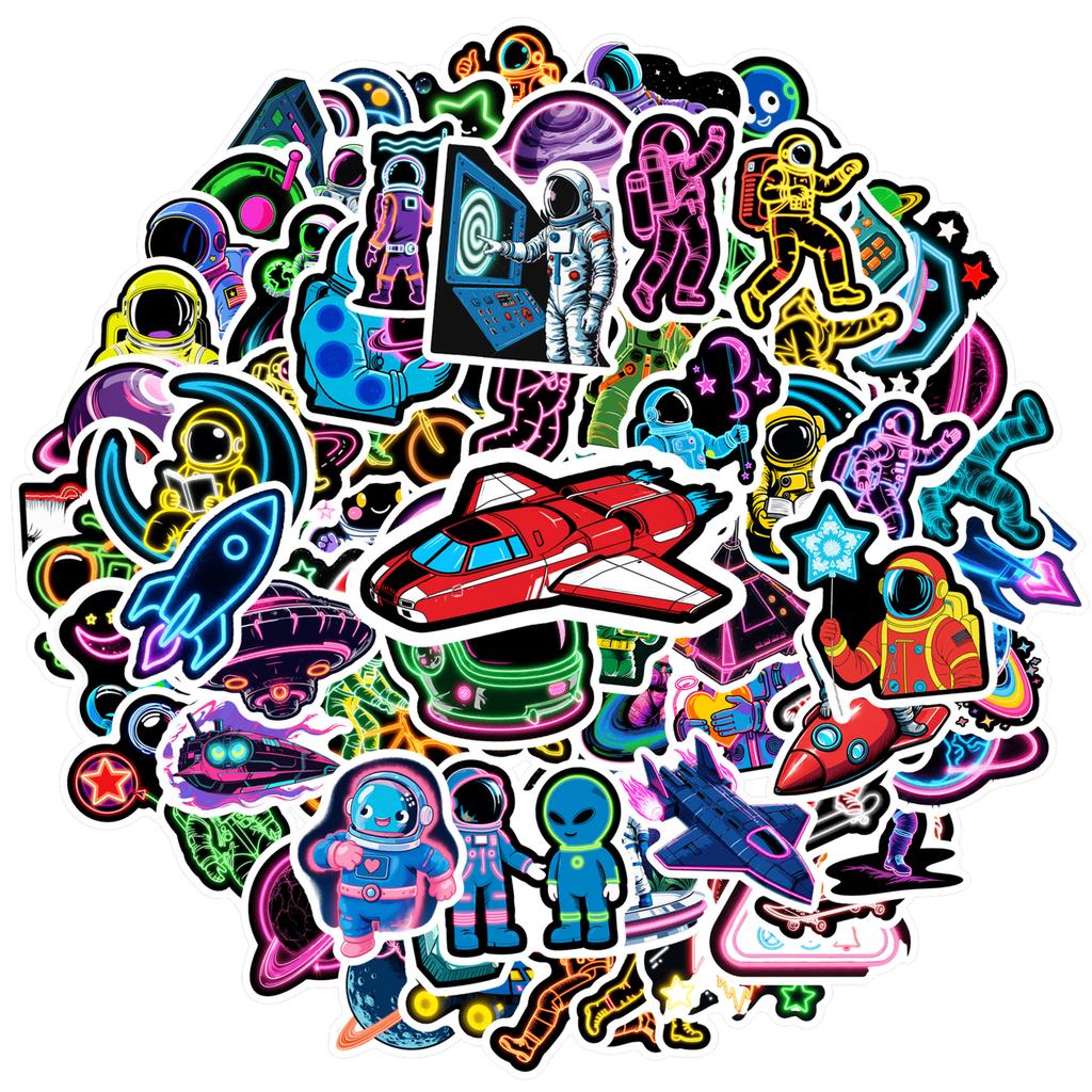 35pcs-100pcs Playful Planets Stickers Neon UFO Graffiti Decals DIY Stickers For Laptop Motorcycle Luggage Phone Guitar Laptop