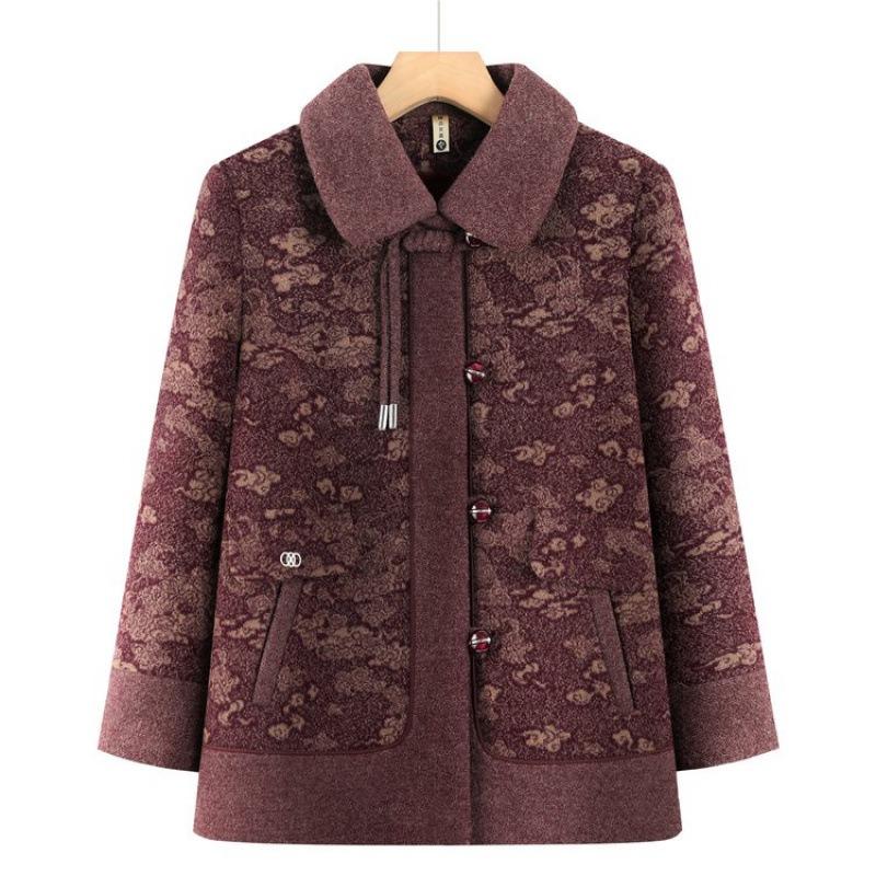 

Бабушкина шерстяная куртка с начесом и утолщенная одежда для пожилых среднего возраста зимняя одежда для женщин пожилые дамы теплая одежда матери стеганый топ 5XL [recommended 150-80kg] фиолетовый