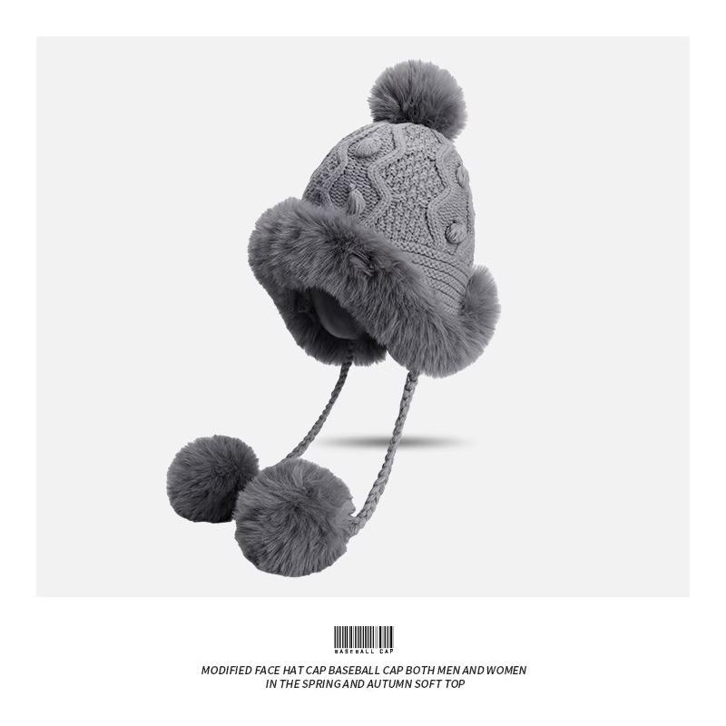

Girls Warm Plush Ear Protection Hat for Autumn/Winter - Cute & Versatile For ages 5-12 [50-55cm]