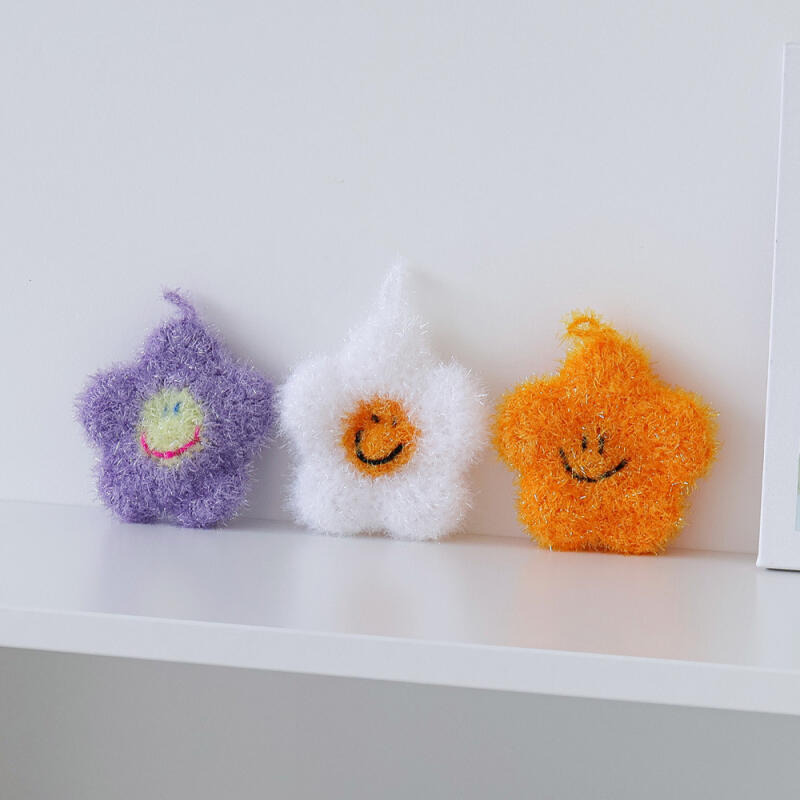 

Handmade double-layer flower acrylic smile washcloth set