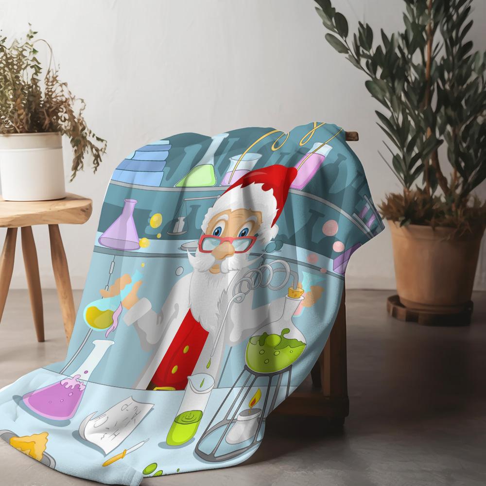 

Santa Scientist Lab Throw Blanket Cozy Christmas Gift Home Decor Festive Holiday Decor Unique Novelty Gift Warm Fuzzy Blanket 75x90cm