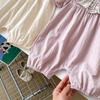Baby Girl Summer Lightweight Floral Short Sleeve Romper with Peter Pan Collar