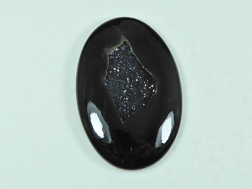 30X40X05 MM barvený černý onyx, achát druzy, oválný kabošon, volný drahokam 63 karátů. SK-4670