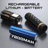 Dual Light Source Flashlight 7200mAh Rechargeable Battery Zoomable Focus Chip 8 Modes Digital Display Outdoor Camping Hikin