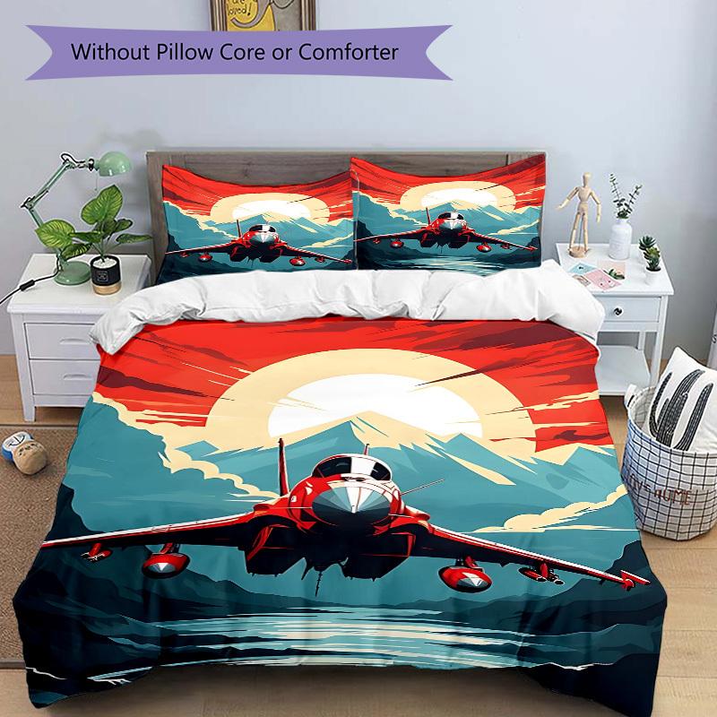 3er-Set Jet Flight 1 Bettbezug + 2 Kissenbezüge, Kissenfüllungen Nicht Enthalten, Maschinenwaschbar, Ganzjahresnutzung, Geeignet für Schlafzimmer Gästezimmer48