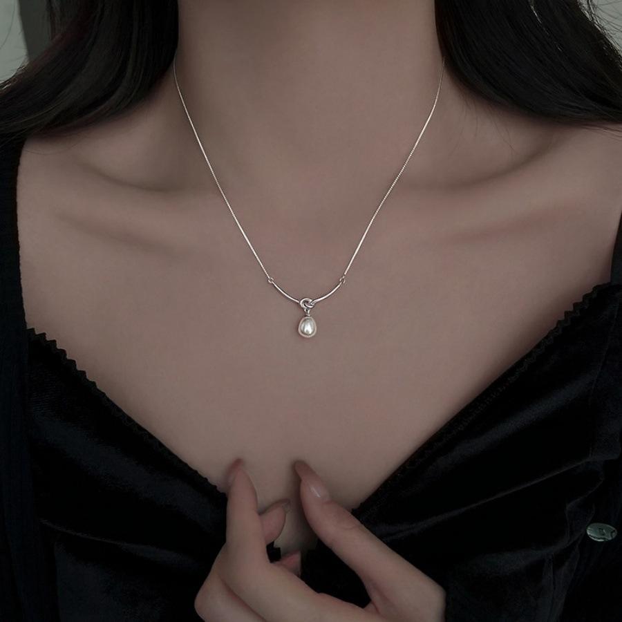 925 sterling silver pearl necklace of the same style 2025 new collarbone chain neck chain tide