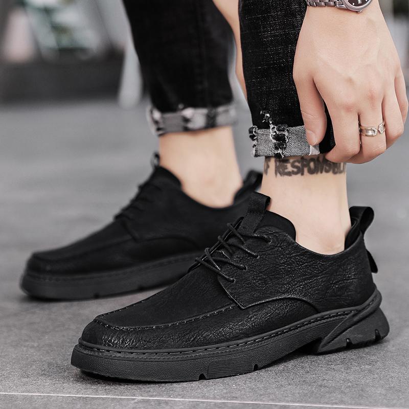 Leather Casual Autumn New Men Shoes Brogue Casual Shoes Men Genuine Leather Shoes Work Boots Business Casual Sneakers