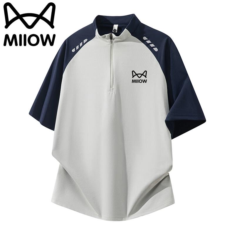 

MiiOW Men s Colorblock Stand-Collar Short Sleeve T-shirt 2XL