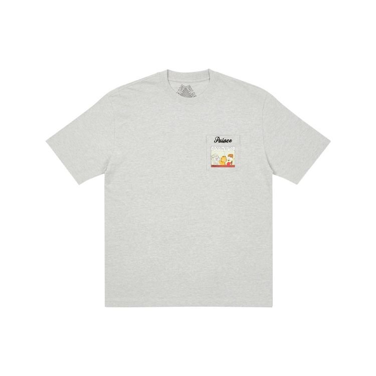 Palace Garfield Pocket T-Shirt Grey Marl Unisex Tops P21TS114