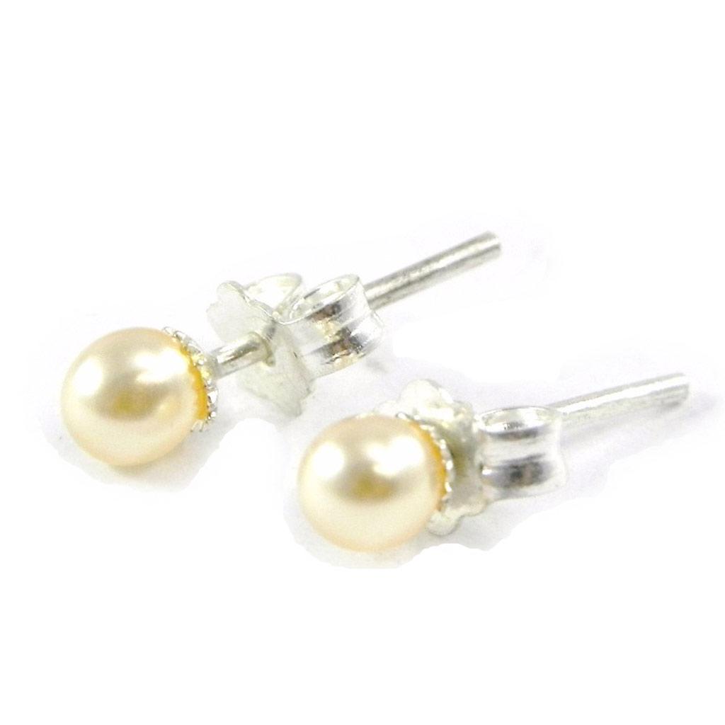 Les Trésors De Lily [D7268] - Ivory 'Pearl' Silver Earrings - 4 Mm