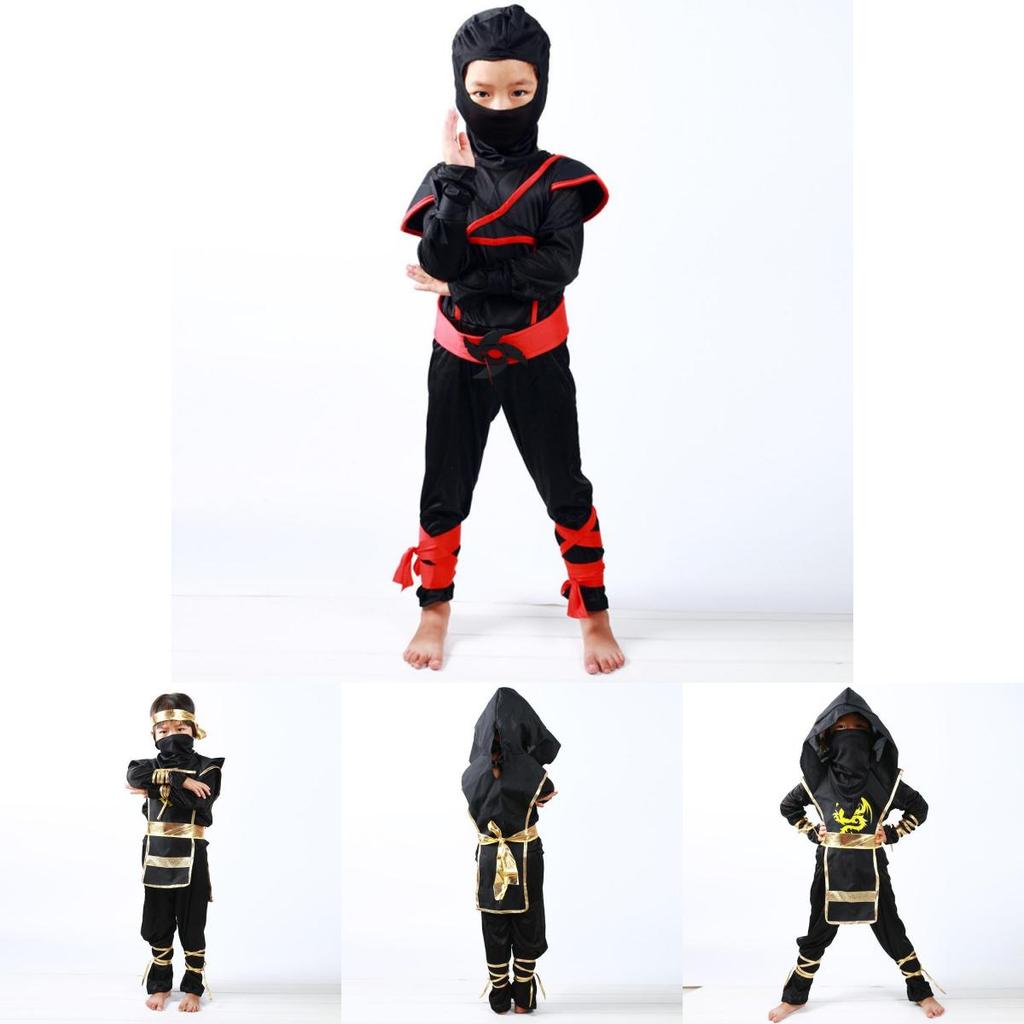 Stunning Boys Kids Ninja Assassin Samurai Warrior Fancy Dress Costume For Halloween