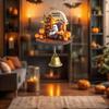 Ghost Reading Book Halloween Ornament 2D Flat Ghost In Reading Nook Hanging Decoration with Bell Window Hanging Wind Chime for Home Decor
