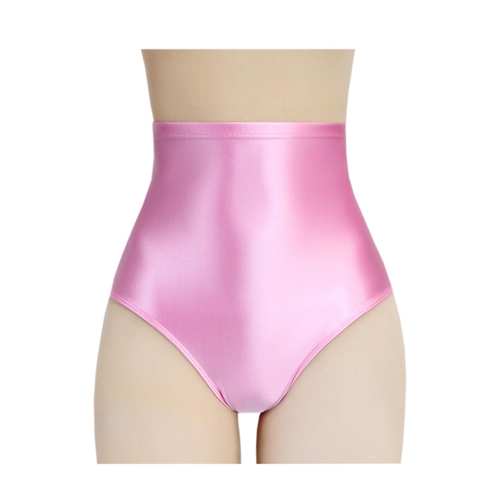 

Женские гладкие маслянистые блестящие трусы, колготки с высокой посадкой, нижнее белье шелковистое для йоги, спортивных тренировок, однотонное, плавки для плавания 1XL&1pc конфеты розовый