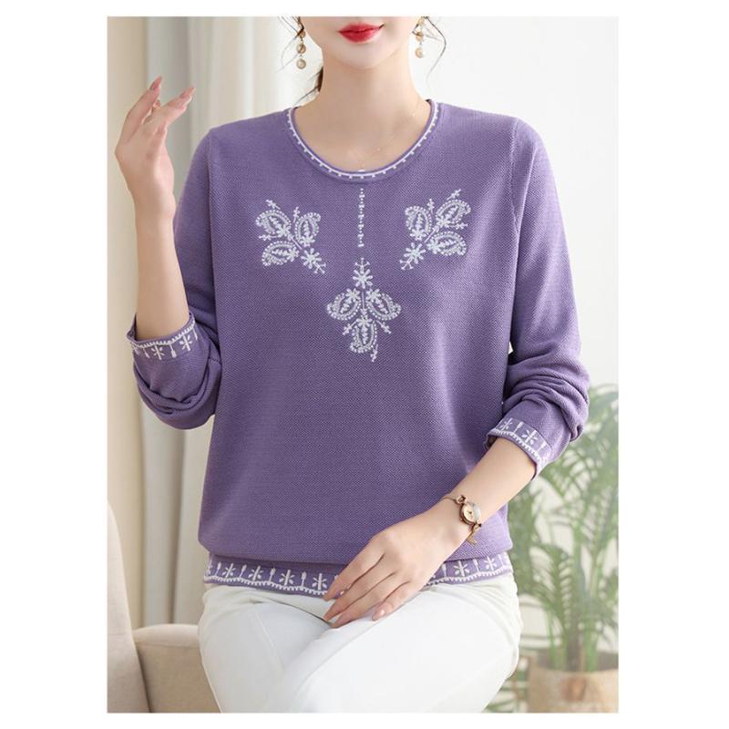 

Женский новый осенний пуловер с вставками, свитер с круглым вырезом, базовая универсальная кофта, вязаный свитер 4XL фиолетовый