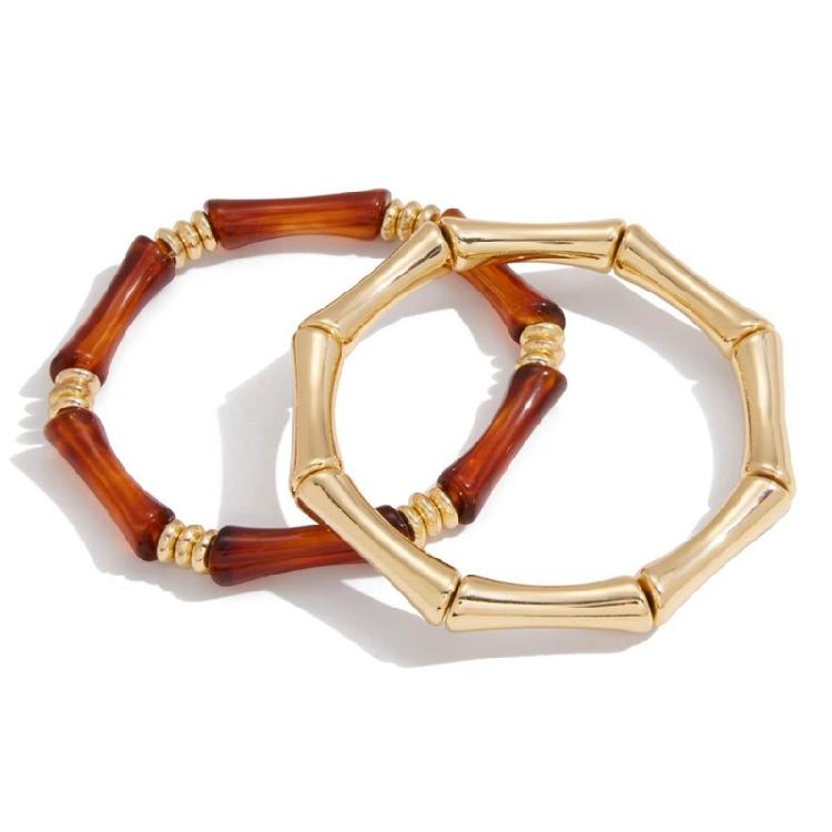 

Matching Bamboos Bracelets Stainless Steel Resin Bangles Unisex Fashion Accessories Elegant Jewelry for Women