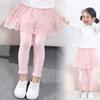 Children's Spring and Autumn Bottoms Girls Princess Dress Trousers False Two Pieces Fluffy Mesh Skirt Trousers 2-6year