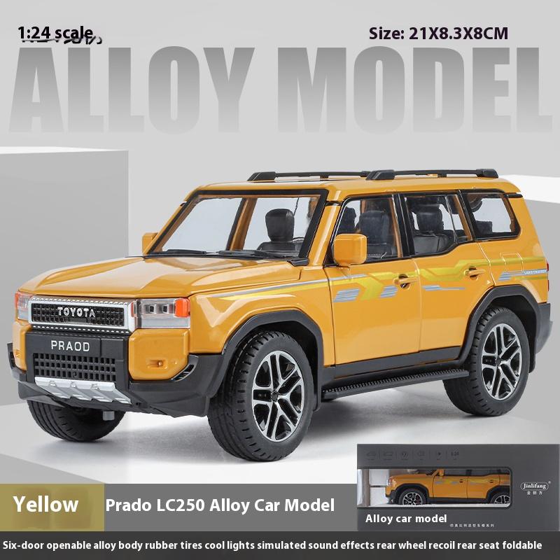 1/24 Toyota Prado LC250 Automobile Model Metal Die Cast Simulation Sound Light Seat Foldable Boys Birthday Gift Children's Toys