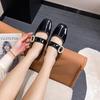 N1-9 Spring and Autumn 2025 New Versatile Square Head Patent Leather Flat-soled Single Shoes with Large Size Women's Shoes