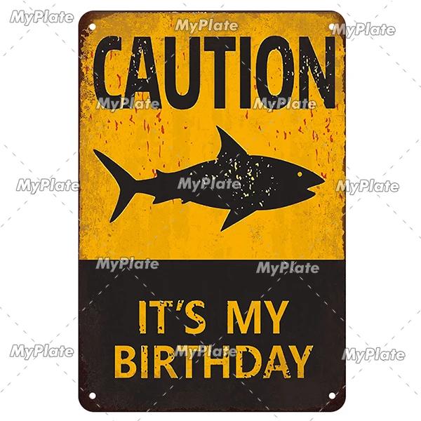 [MaPalte] Vintage Warnung Haie Metallschild Blechschild Dekoration Plakette Heim Wanddeko Barschild Heimdeko Poster Dropshipping