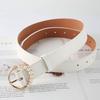 Pearl Button Belt For Women With Zinc Alloy Buckle Vintage Fashion Accessory For Casual Wear