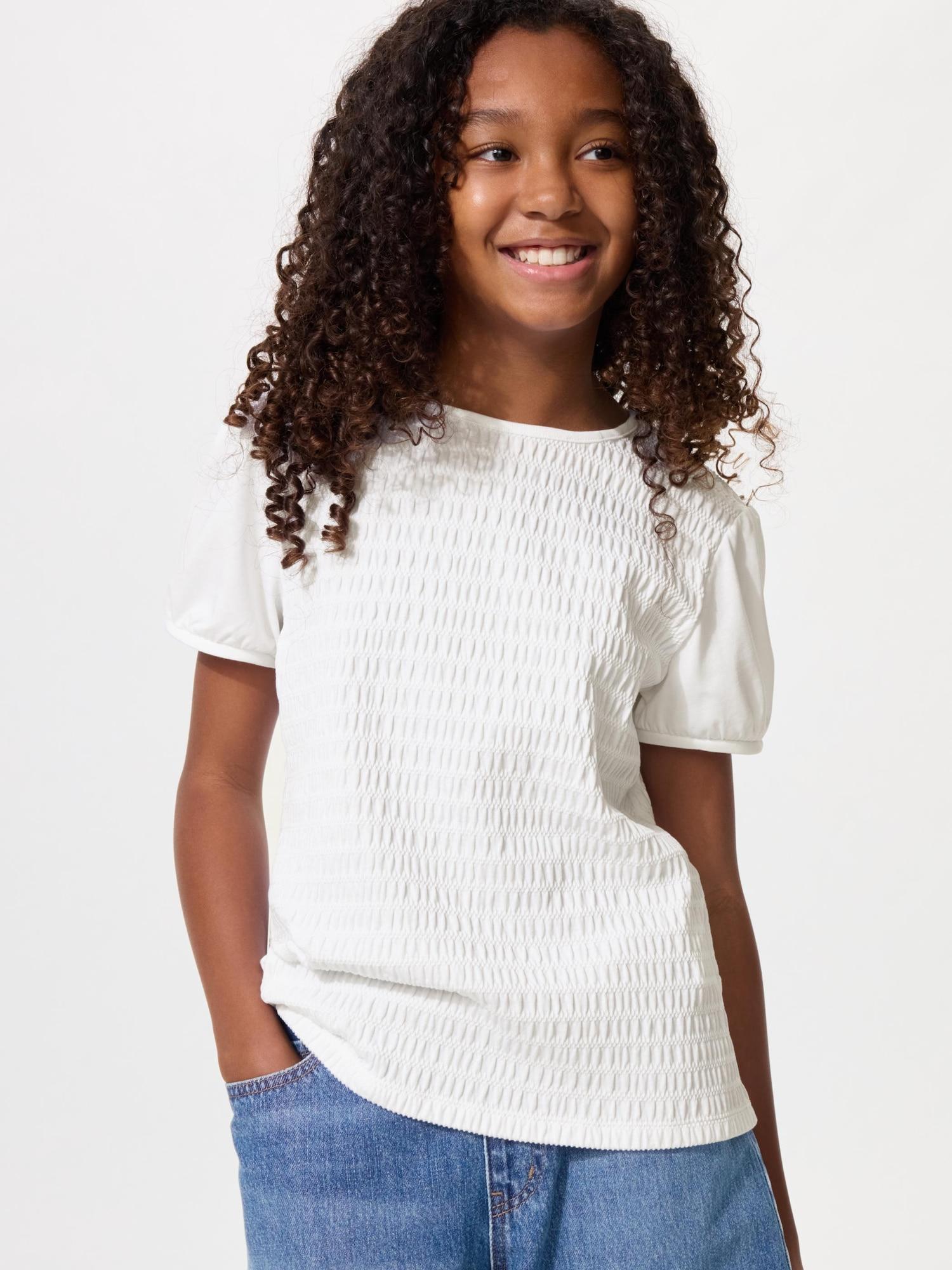 

Uniqlo Япония Девочки Футболка с пышными рукавами 00 WHITE/100