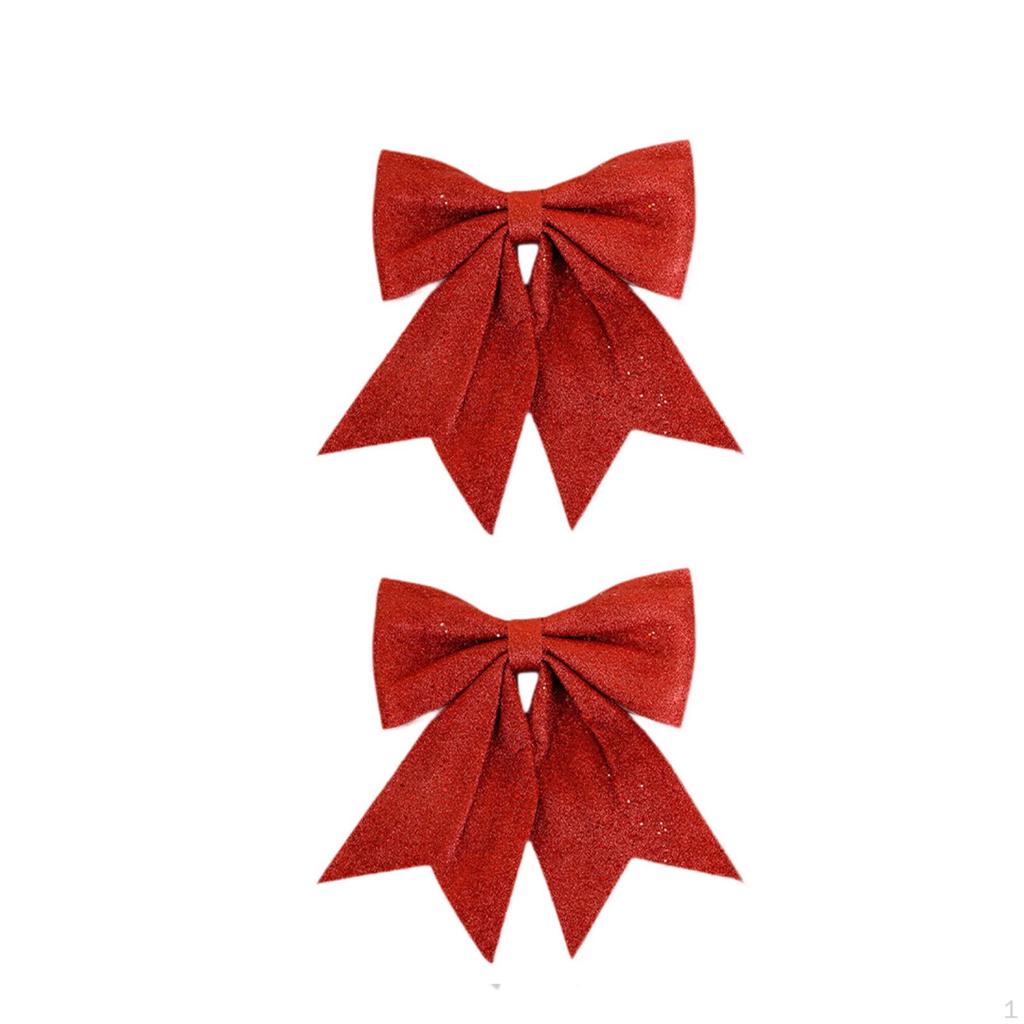 2 Pack Christmas Tree Bows, Decorations, Wreath, for Living Room, Holiday,