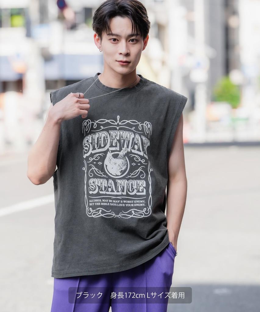 [VERBESSERT] [SIDEWAYSTANCE] Label Pigment Ärmelloses T-Shirt