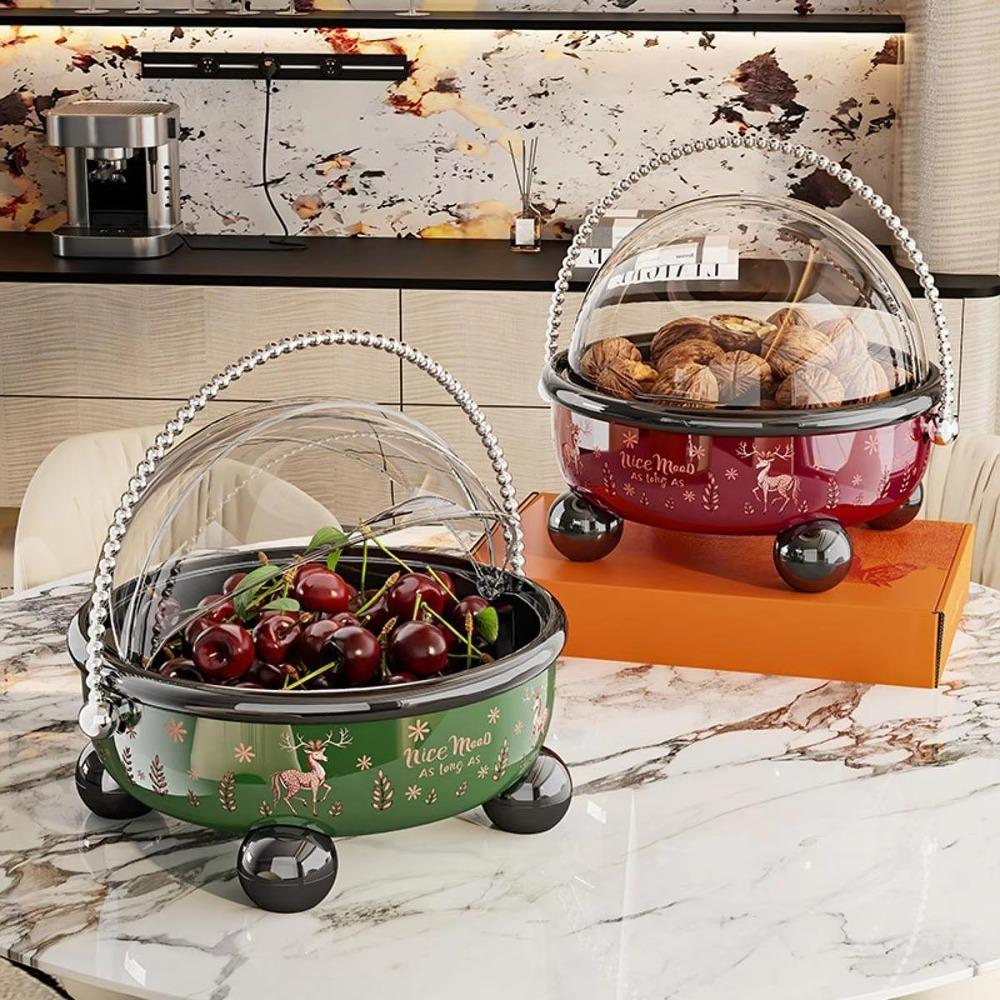 Large Capacity Table Fruit Tray Flip Cover Snack Tray Household Fruit Bowl  Living Room