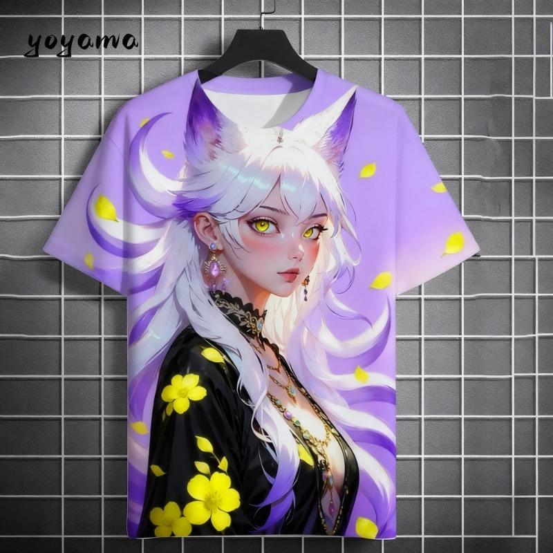 Men T-Shirt Japanese Manga Girl Style Print T-Shirt Fashion Breathable 3D Print