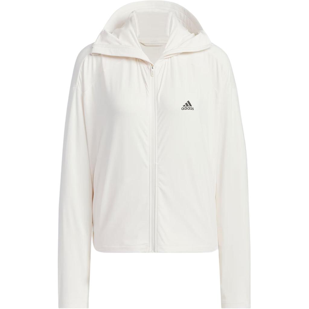 Adidas Knit UPF Jacket Solid Color Casual Sun Protection Hooded Jacket Women Jacket Pink White JJ1336