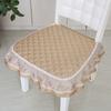 Chair Cushion with Lace Ruffle Quilted Non Slip Square Seat Pad Chair Protector with Elastic Strap for Dining Chairs Seat Office Chairs Back