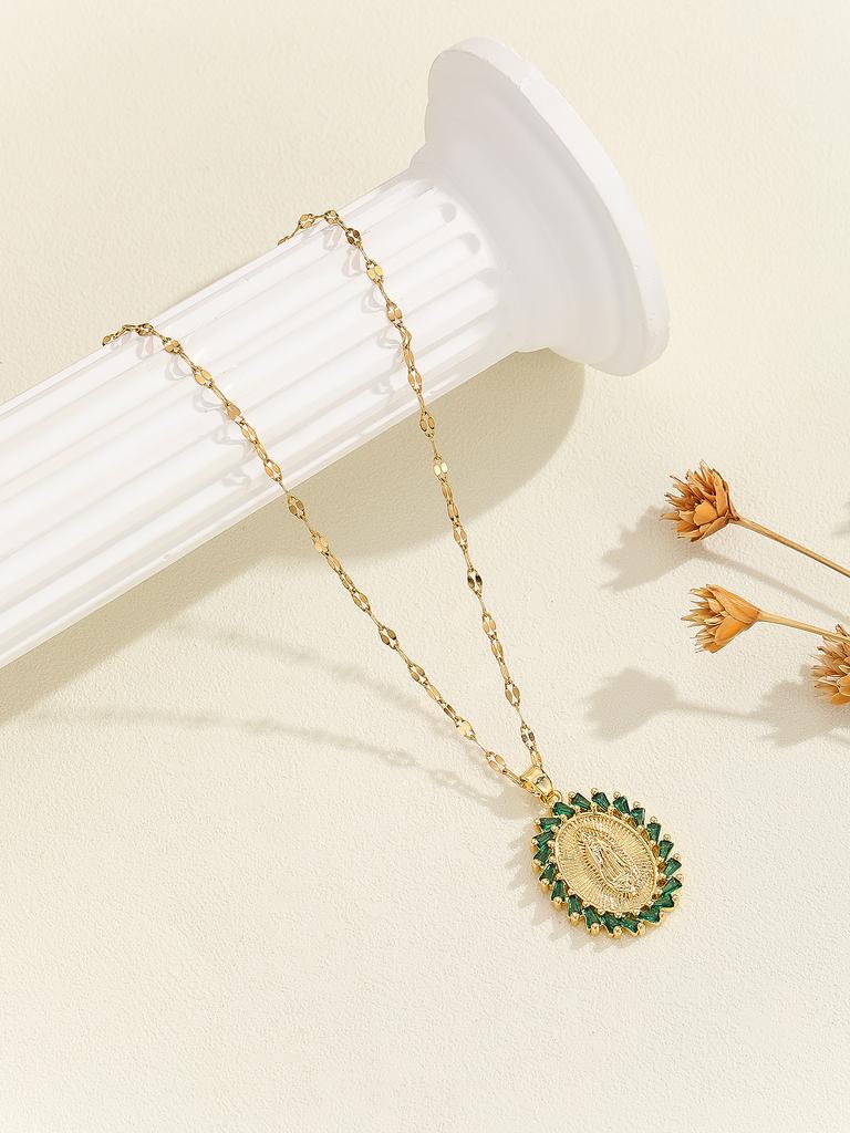 European and American Personalized Design with Micro Inlaid Zircon Santa Maria Series Necklaces In Colorful Religious Fashion