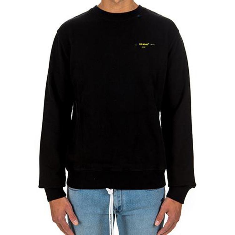 Off-White Acrylic Arrows Slim Crewneck Black / Yellow Men Tops OMBA025F19E300101060