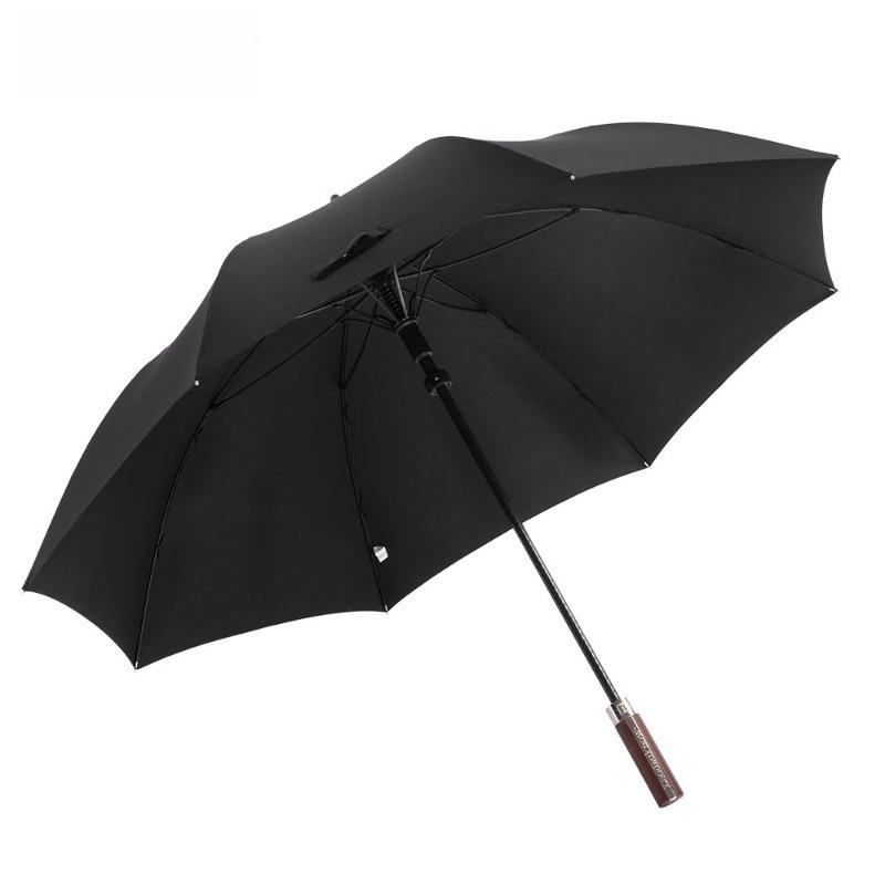 

Light Luxury Business Long Handle Umbrella Enlarge Retro Simple Wooden Handle Storm Resistant Rainproof Straight Pole Umbrella чёрный