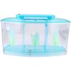 Adjustable Light Acrylic Three Areas Small Aquarium, Fish Tank, for Betta for Small Fishes(Blue)