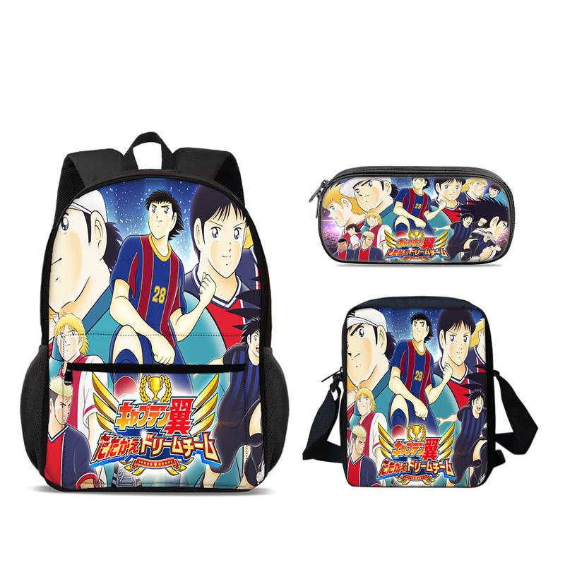 Captain Tsubasa Backpack Pen Bag Shoulder Bag 3pcs Set Versatile  Large Capacity Boy and Girl School Birthday Best Gift