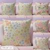 Fresh Floral Print Cushion Cover Natural Linen Organic Fabric Double-Sided Printing Sofa Home Decor Gift Pillow Cover