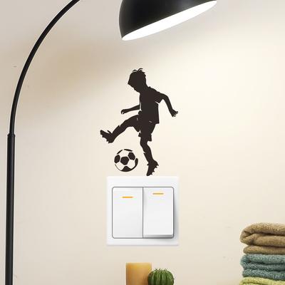 Fun-kg97 Wandaufkleber, Motiv: „Schwarze Silhouette spielt Fußball“, für Schlafzimmer, Wohnzimmer, Eingang, Schalter, zur Verschönerung des Hauses