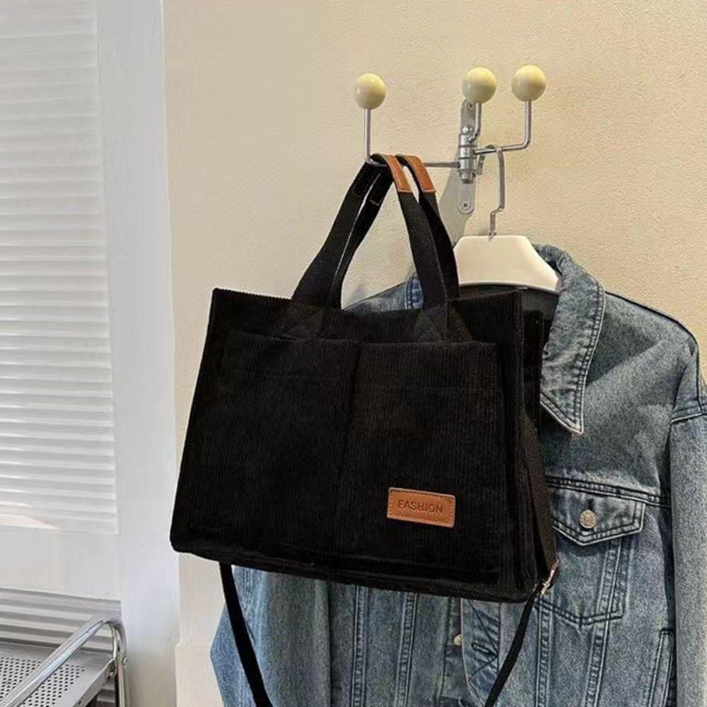 Korean Style Canvas Shoulder Bag Large Capacity Cloth Handbag Cute Corduroy Tote Bag  Women